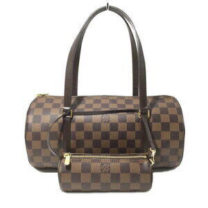Louis Vuitton Papillon Handbag Pouch Damier Ebene Brown Canvas